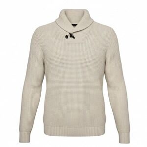 KENSINGTON EASTSIDE Mens Cream Waffle Knit Shawl Collar Toggle Sweater Large